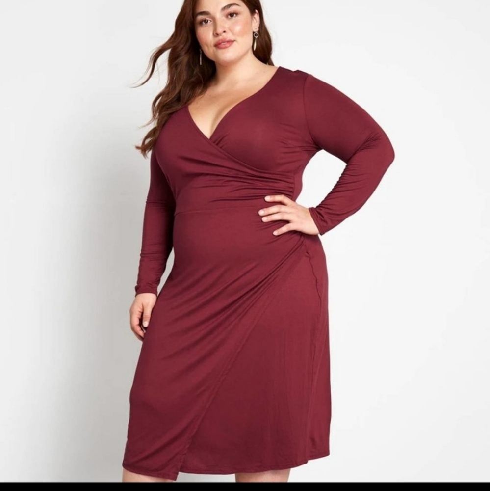 ModCloth Burgundy Wrap Dress/ XL.